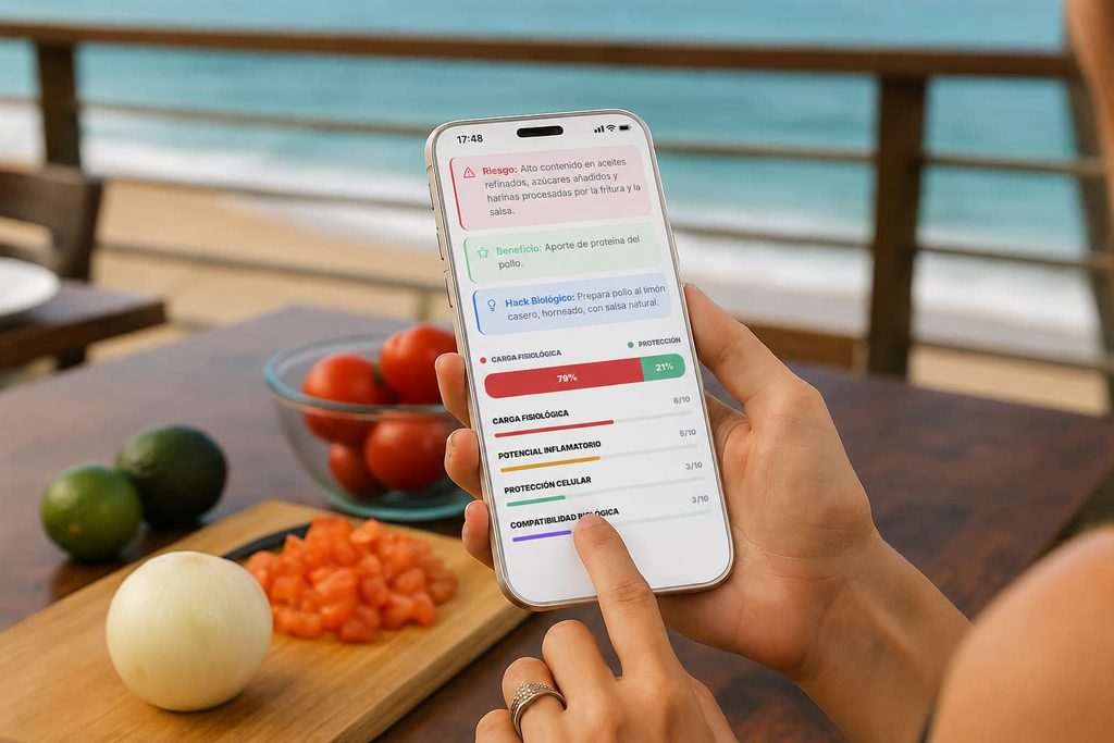 mujer usando app zellium analisis alimentario